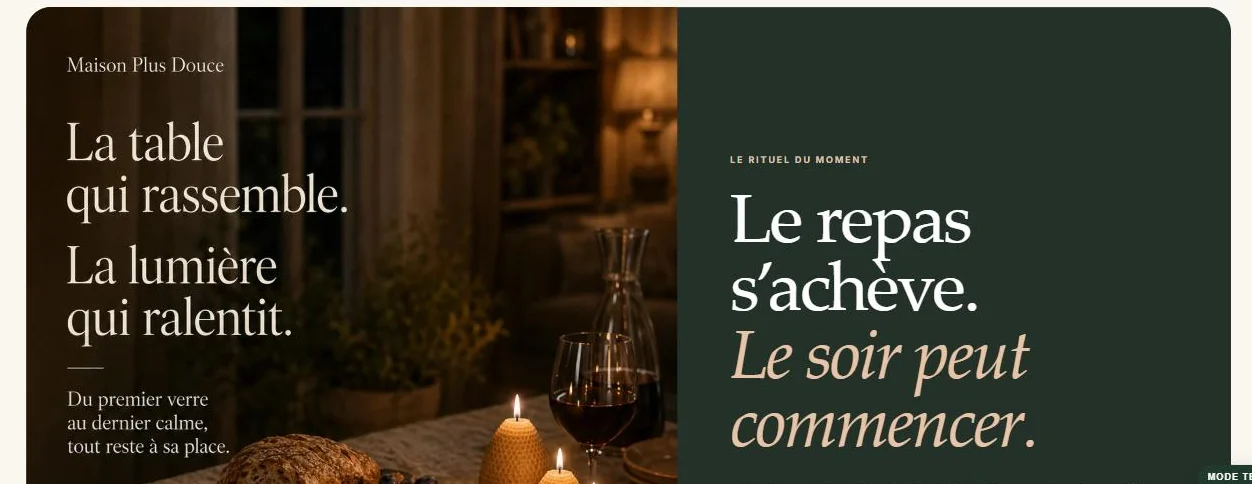 Section éditoriale du site Maison Plus Douce